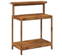 Banc d'extérieur avec jardinière intégrée, dimensions 86,5 x 48,5 x 106 cm, en bois d'acacia massif, finition naturelle