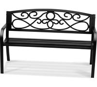 Banc d'extérieur, banc de jardin en métal de 127 cm pour l'extérieur, capacité de charge de 250 kg, banc de jardin d'extérieur avec dossier et accoudoirs, banc de terrasse pour jardin, parc, cour, por