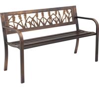 Banc d'extérieur Banc de patio 127 cm Structure métallique Dossier floral en PVC pour porche