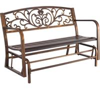 Banc d'extérieur Banc de patio Glider 127 cm Structure métallique Dossier en fonte