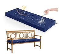 Banc d'extérieur imperméable 111,8 x 45,7 cm - Housse de siège en résine délavée de 5 cm d'épaisseur pour terrasse, balançoire de porche, baie vitrée, salle à manger - Lavable avec Str, bleu foncé