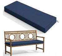 Banc d'extérieur imperméable, 91,4 x 35,6 cm, résine UV et décolorée, tapis de rechange antidérapant avec attaches pour terrasse, porche, balançoire, jardin, causeuse - Bleu marine