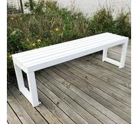 Banc d'extérieur résistant aux intempéries en acier zingué pour jardin, parc, balcon et utilisation en intérieur, blanc élégant, 99,1 x 40,6 x 45,7 cm, design dos nu