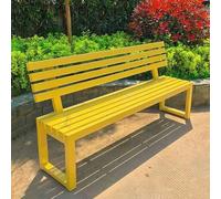 Banc d'extérieur robuste en métal avec dossier - Parfait pour les jardins, les patios et les pars, grande capacité de charge, pour 2 à 3 personnes, 120 × 40 × 85 cm, jaune