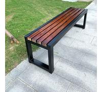 Banc d'extérieur sans dossier - Cadre en acier résistant aux intempéries avec pieds en fonte pour jardin, porche, parc et salon, 180,9 x 38,1 x 41,5 cm