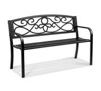 VEVOR Banc de Jardin 127 cm, Banquette d'Extérieur en Métal, avec Capacité de Charge 250 kg, avec Dossier et Accoudoirs, Assemblage Facile, Mobilier pour Patio Terrasse, Parc, cour, Porche d'Entrée