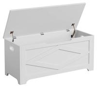 Banc d'intérieur - Pouf rectangulaire / repose-pieds - Structure en bois - Style cottage - À monter - Blanc