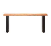 Banc en Acacia Massif avec Bord Vivant 110 cm, Style Industriel, Pieds | Bois dur tropical, veines naturelles uniques, acier enduit de poudre, assemblage facile, pour entrée et salon