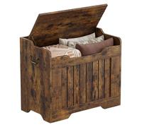 Banc en bois avec espace de rangement - Coffre-banquette avec couvercle - 2 charnières de sécurité - Coffre à jouets de style rustique - Idéal pour l'entrée, le salon ou la chambre - Couleur marron ru