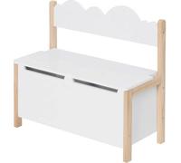 Banc en bois avec rangement, blanc, 60 x 55 x 25 cm, robuste
