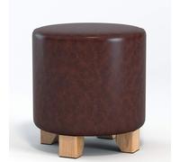 Banc en bois de style ottoman - Pouf rond pour table basse ou chaise - Repose-pieds - Structure en bois massif - 29x29x30 cm - Marron