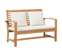 vidaXL Banc marron et crème 110 x 66 x 76 cm Bois massif Teck