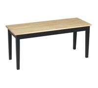 HOMCOM Banc 2 places en pin bicolore (assise naturelle, pieds noirs) capacité 220 kg – 102x36x45 cm