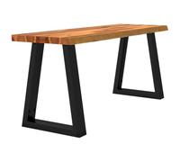 Banc en bois massif d'acacia 110 cm | Pieds en U en acier, assise de 3 cm d'épaisseur, style industriel pour entrée