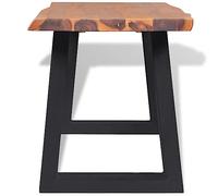 Banc en bois massif d'acacia 160 cm | Pieds en métal noir, style industriel, montage facile, pour entrée ou salon