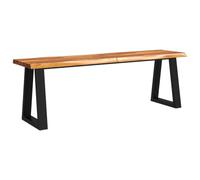 Banc en bois massif d'acacia avec bords vives, 140 cm, pieds en U | Bois tropical durable, bord vif, style industriel, convient pour la salle à manger et l'entrée