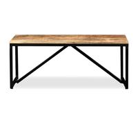 Banc en bois massif de manguier 110 x 35 x 45 cm avec pieds en acier | Banc d'entrée, style industriel, bois de manguier poli, pieds en acier, montage facile