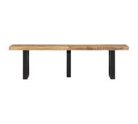Banc en Bois Massif De Manguier 160 cm avec Pieds en Acier Industriel | Bois dur tropical, bord vivant, pieds U en acier, style loft, pièce unique, déco salon ou entrée
