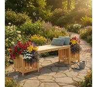 Banc en bois pour terrasse, pour 2 personnes, avec jardinière intégrée