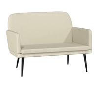 Banc en cuir synthétique crème avec dossier et accoudoirs 107 x 80 x 81 cm Cadre en métal rembourré pour salon, couloir, couloir, salle à manger avec espace de rangement et compartiment de rangement
