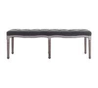 Banc en lin en bois massif 150 x 40 x 48 cm Gris foncé | Banc rembourré, banc de couloir, salon, siège, pieds de colonne cannelés, cadre en bois droit, charme
