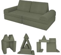Banc en mousse pour enfants - Banc modulaire pour le jeu - Encourage l'activité physique - Matériau doux et sûr - Ensemble de 6 pièces - Vert pois