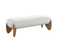 Vente-unique - Banc en Tissu Bouclette - Blanc et Naturel - GAMURA
