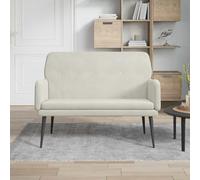 Banc en velours crème avec structure en métal 108 x 79 x 79 cm rembourré avec dossier et accoudoirs pour salon, couloir, chambre à coucher, couloir, garde-robe, salle à manger, espace de rangement