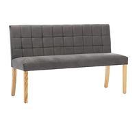Banc en Velours Gris avec Dossier Linéaire, 140 cm, Pieds en Bois d'Hévéa | Assise rembourrée, confort douillet, style classique, montage facile, usage polyvalent