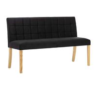 Banc en Velours Noir avec Dossier à Motif Linéaire, 140 cm, Pieds en Bois | Assise rembourrée, velours doux, pieds stables en hévéa, montage facile, usage polyvalent
