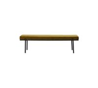Banc en velours orange, 2 places, assise mousse, pieds en acier - House Doctor, Lao - 160x40x45 cm