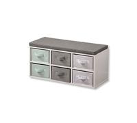 KESPER Banc Avec Six Boîtes En Tissu 38 X 68 X 295 cm Blanc/Gris/Bleu 17729