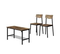 Vicco Banc et Chaise Fyrk, Noir/chêne Rustique, 85x46cm | 3 pièces, convient pour salle à manger, cuisine ou espaces extérieurs couverts
