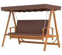 Banc-hamac en bois avec fonction de relaxation, pour 3 personnes | Couleur : Marron | Dimensions : 130 x 236 x 181 cm