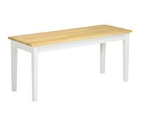 Banc - HOMCOM - pour 2 personnes - bicolore assise naturelle et piètement blanc - en bois - 102 x 36 x 45 cm