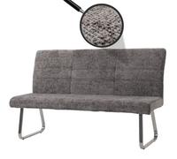 Banc HWC-G55, Banc de salle à manger, inox brossé Tissu/Textile Chenille Öko-Tex, 160cm gris foncé