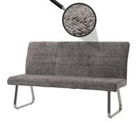 Banc HWC-G55, Banc de salle à manger, inox brossé Tissu/Textile Chenille Öko-Tex, 180cm gris foncé