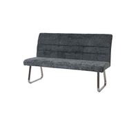 Banc HWC-G55, Banc de salle à manger, inox brossé Tissu/Textile Chenille Öko-Tex, 180cm bleu-vert