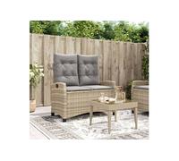 vidaXL Banc de jardin Réglable avec coussins Beige Poly Rattan