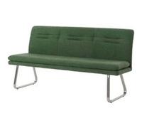 Mendler Banquette HWC-H70 – 180 cm, tissu bouclé rembourré, inox brossé vert