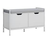 Banc meuble à chaussures - HOMCOM - 2 placards - meuble d'entrée avec coussin rembourrée - 84l x 35P x 50H cm - blanc
