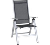 Banc Monza en acier, argent/noir, réglable en 7 positions, pour l'entrée et la terrasse, lavable, dimensions : env. 41 x 42 x 44 cm