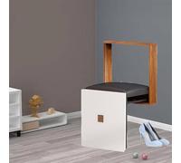 Banc Mural Pliable, Chaise Murale Rembourrée avec Bordure Effet Bois, Meuble Mural Pratique pour Couloir Dentrée. A