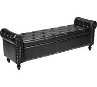 Banc ottoman de rangement capitonné, banc en cuirPolyuréthaneà accoudoirs arrondis avec pieds en bois massif, bancs à chaussures modernes pour entrée, bancs rembourrés pour bout de lit pour salon, sal