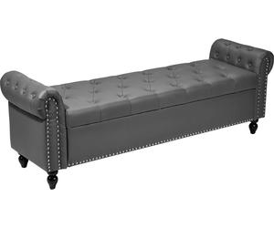 Banc ottoman de rangement capitonné, banc en cuirPolyuréthaneà accoudoirs arrondis avec pieds en bois massif, bancs à chaussures modernes pour entrée, bancs rembourrés pour bout de lit pour salon, sal