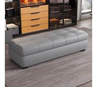 Banc Ottoman de Rangement en Cuir rembourré, Banc d'entrée Moderne en Bois avec Coffre à Couvercle Rabattable, Pieds Bas, pour Chambre, entrée et Salon.(Light Gray,80cm/31.5in)