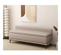 Banc ottoman de rangement en cuir, tabouret à langer rembourré extra long avec dossier, couvercle à fermeture douce, meubles de maison, extrémité de lit, idéal pour le salon ou l'entrée