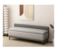 Banc ottoman de rangement en cuir, tabouret à langer rembourré extra long avec dossier, couvercle à fermeture douce, meubles de maison, extrémité de lit, idéal pour le salon ou l'entrée