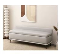 Banc ottoman de rangement en cuir, tabouret à langer rembourré extra long avec dossier, couvercle à fermeture douce, meubles de maison, extrémité de lit, idéal pour le salon ou l'entrée
