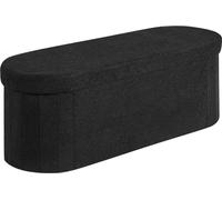 Banc ottoman de rangement ovale, banc de lit pliable en polaire Teddy, coffre ottoman de lit rembourré pliable avec grand espace de rangement, supporte 300 kg, pour salon, chambre à coucher, entrée, n